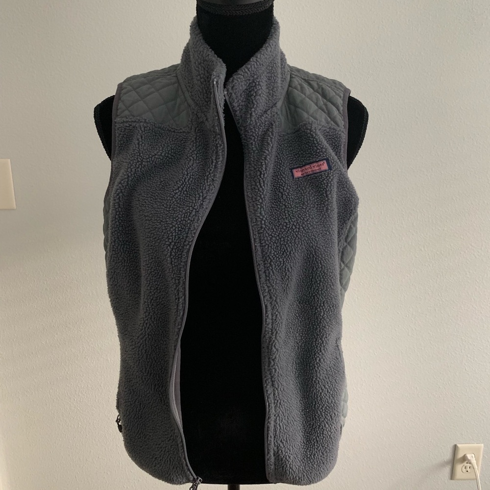 Vineyard Vines Gray Fleece Vest Womens Size Small